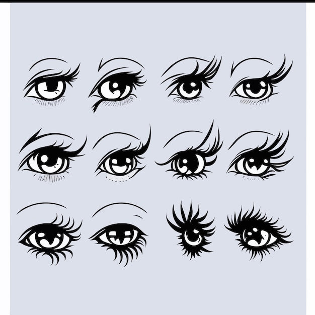 Vector a drawing of a set of eyes with long eyelashes and long eyelashes.