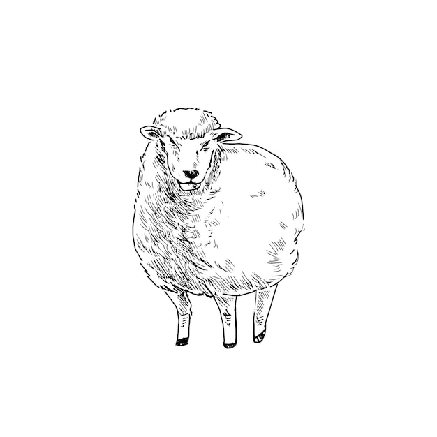 Vector a drawing of a sheep