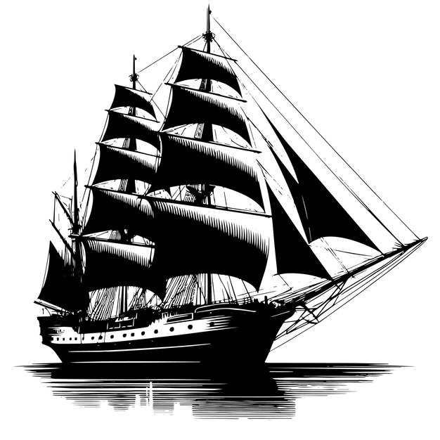 Vector a drawing of a ship with the word  l  on it