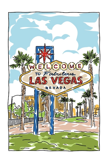 Vector a drawing of a sign that says welcome to las vegas