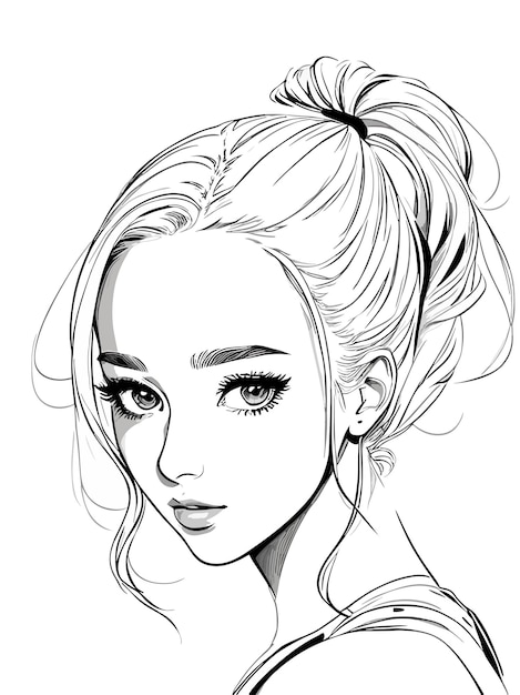 Premium Vector | Drawing sketch art of beautiful young woman hand ...