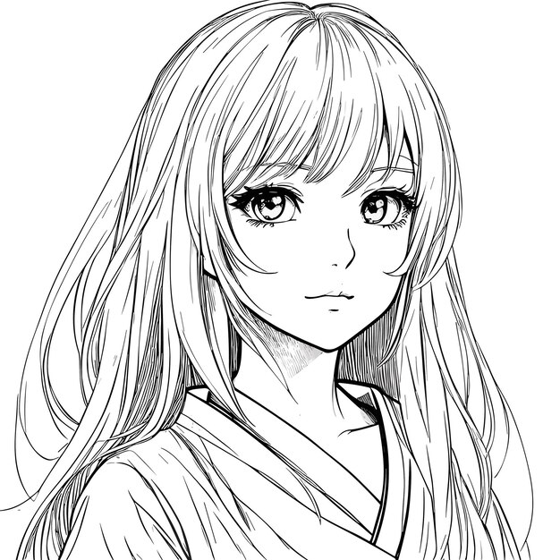 Vector drawing sketch art of beautiful young woman hand drawing illustration manga art comic sketch