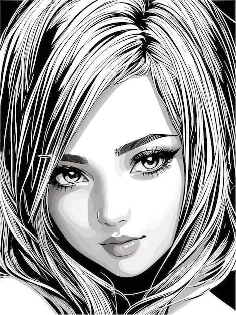 Vector drawing sketch art of beautiful young woman hand drawing illustration manga art comic sketch