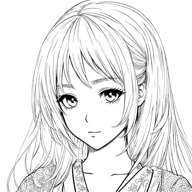 Vector drawing sketch art of beautiful young woman hand drawing illustration manga art comic sketch