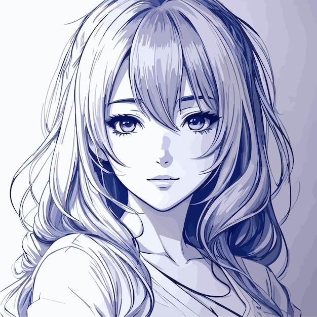 a drawing sketch cute woman artwork handdrawn vector