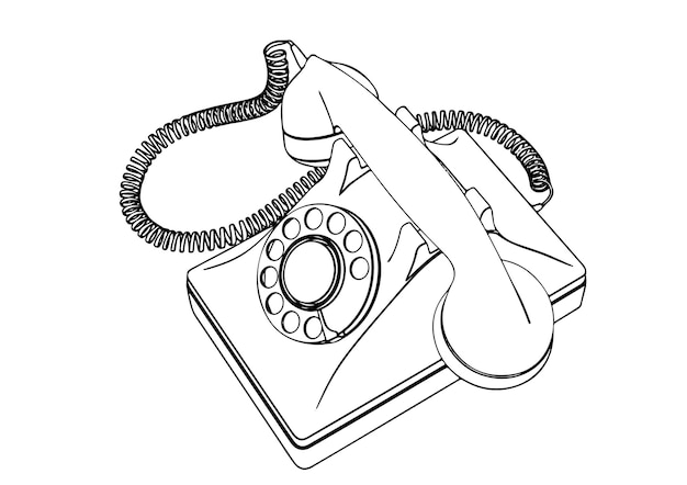 Vector drawing sketch vintage phone vector