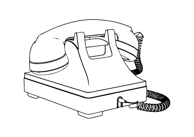 Drawing sketch vintage phone vector