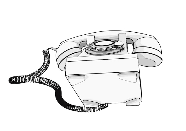 Vector drawing sketch vintage phone vector