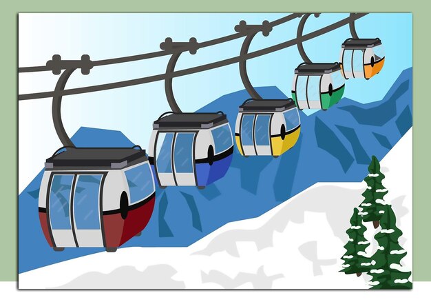 A drawing of a ski lift with the number 3 on it