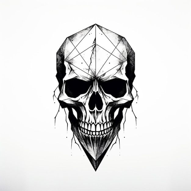 a drawing of a skull with a diamond on it