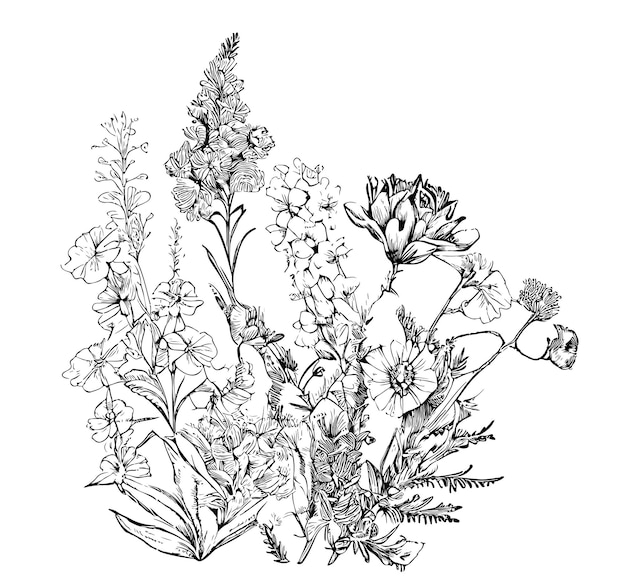 A drawing of some flowers with the word " wild " on it.