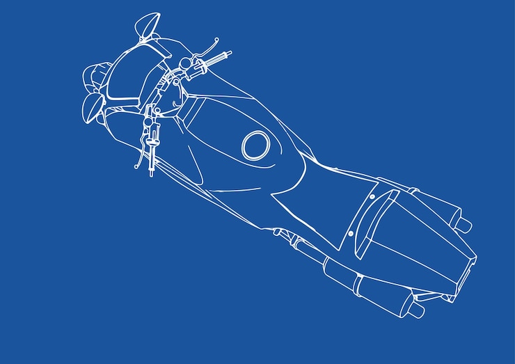 Vector drawing sports bike on a blue background vectorx9