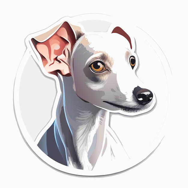 Drawing spotted Italian Greyhound white background high quality sticker