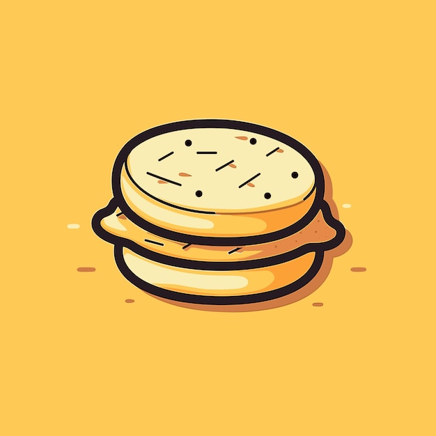 A drawing of a stack of pancakes with a yellow background