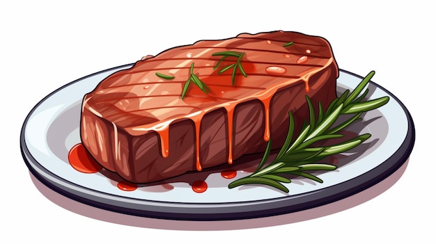 Vector a drawing of a steak with a sauce on it
