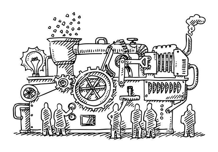 Vector a drawing of a steam engine with the number 1 on it