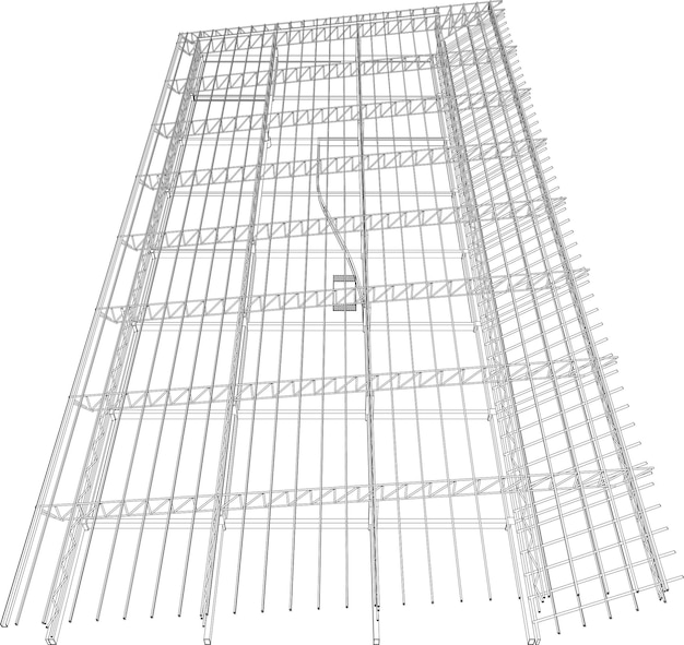 A drawing of a steel structure with the number 1 on it.