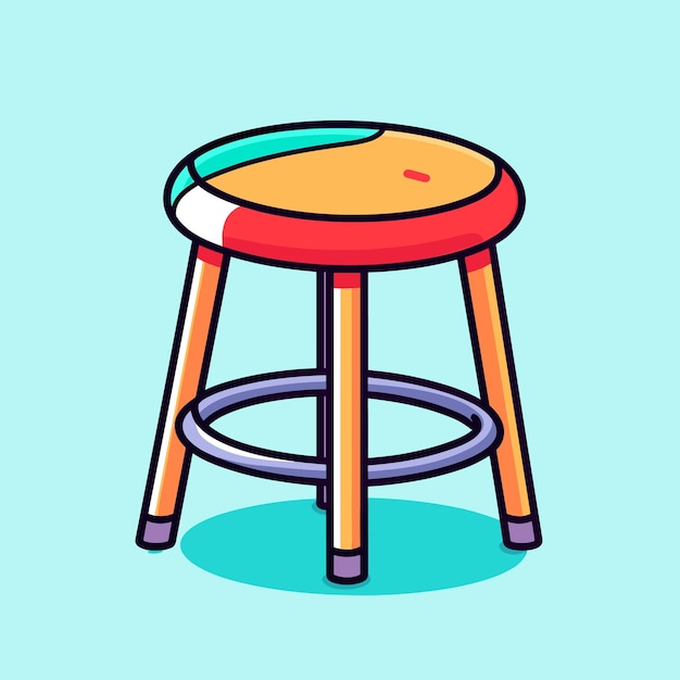 A drawing of a stool with a round top and a round stool with a red top.