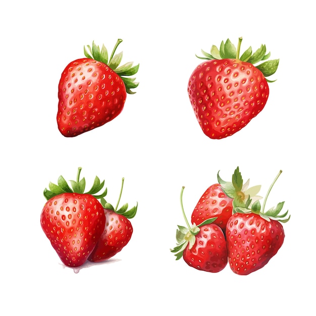 drawing of strawberry watercolor vector