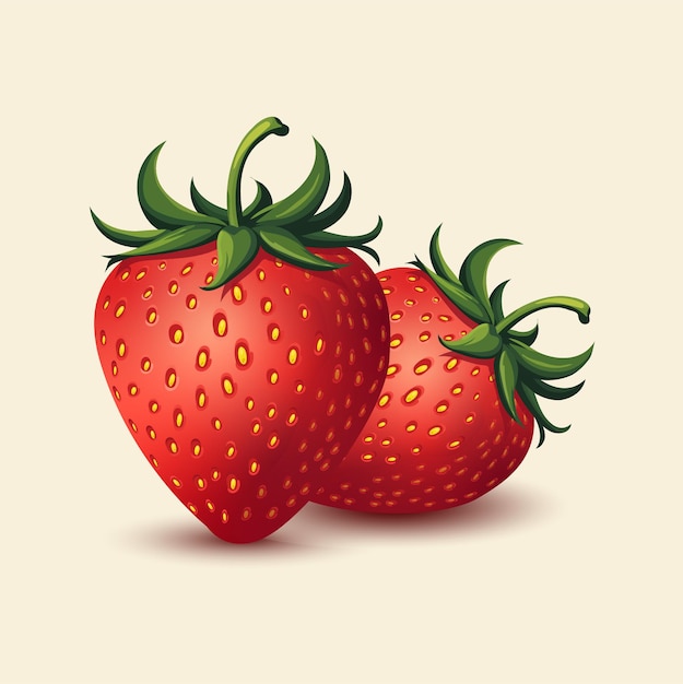 a drawing of a strawberry with green leaves on it strawberry vector