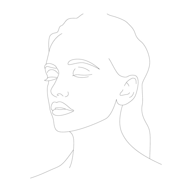 Drawing in the style of one line Portrait of minimalism