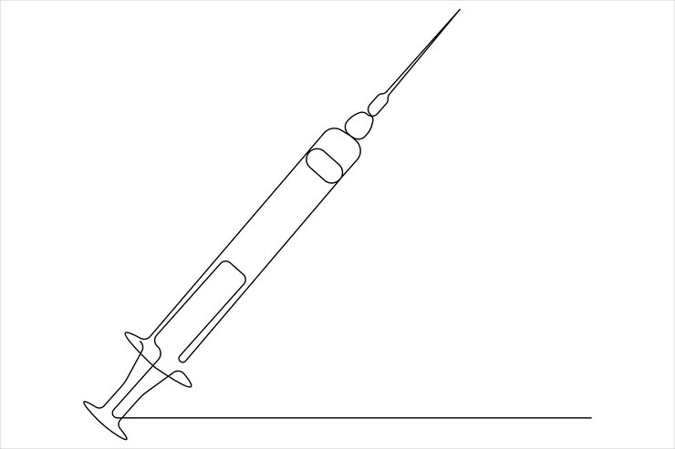 a drawing of a syringe with a stethoscope on it