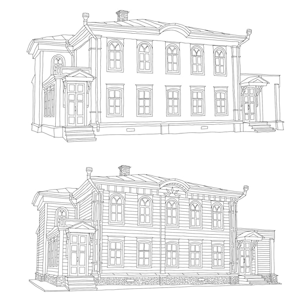 ベクトル ウリヤノフスク市でウラジーミル・ウリヤノフがレーニンを住んでいた家を描く イラスト