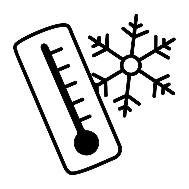 A drawing of a thermometer and a snowflake