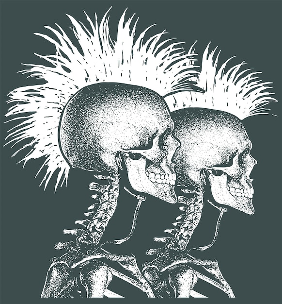 前面に「skull」という文字が入った 3 つの頭蓋骨の図。