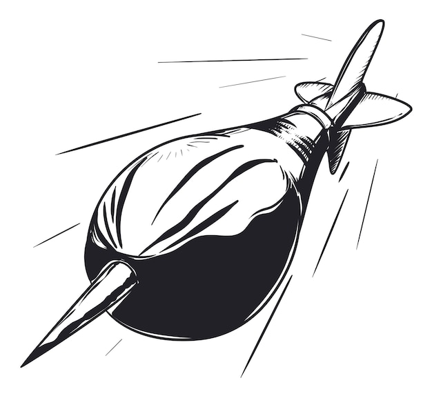 Drawing of a thrown dart seeking its target at full speed