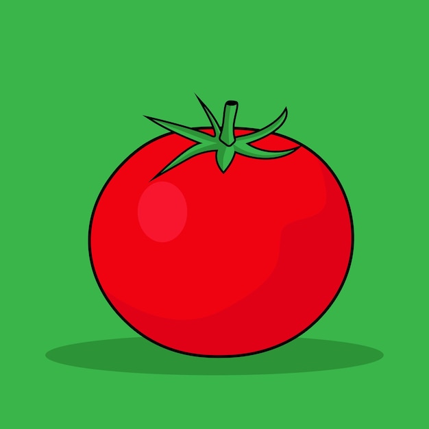 A drawing of a tomato on a green background