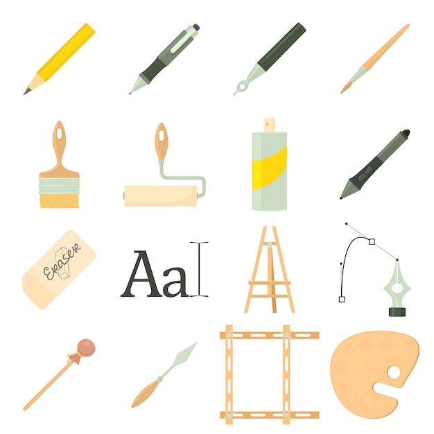 Vector drawing tools icons set