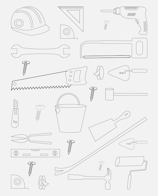 Vector a drawing of tools including a tool called the tool company.