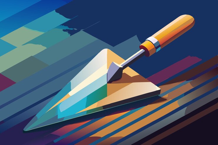 Vector a drawing of a toy ship with a sharp knife in the middle