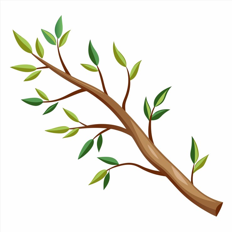 Vector a drawing of a tree with green leaves and a branch that says quot branch quot