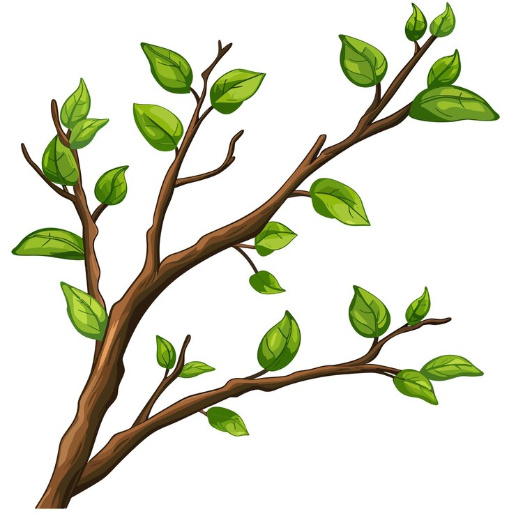 Vector a drawing of a tree with leaves and branches