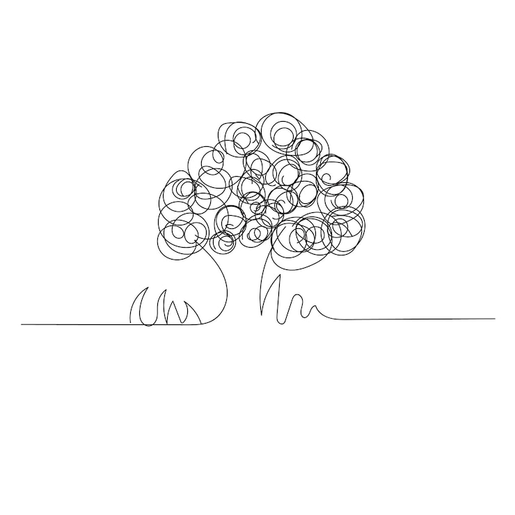 Vector a drawing of a tree with the number 2 on it