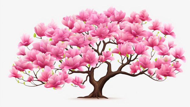 Vector a drawing of a tree with pink flowers on it