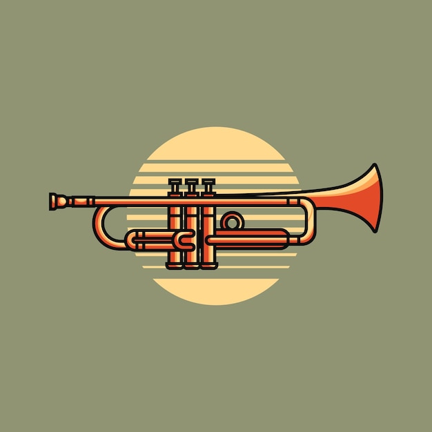 A drawing of a trumpet with the word trumpet on it