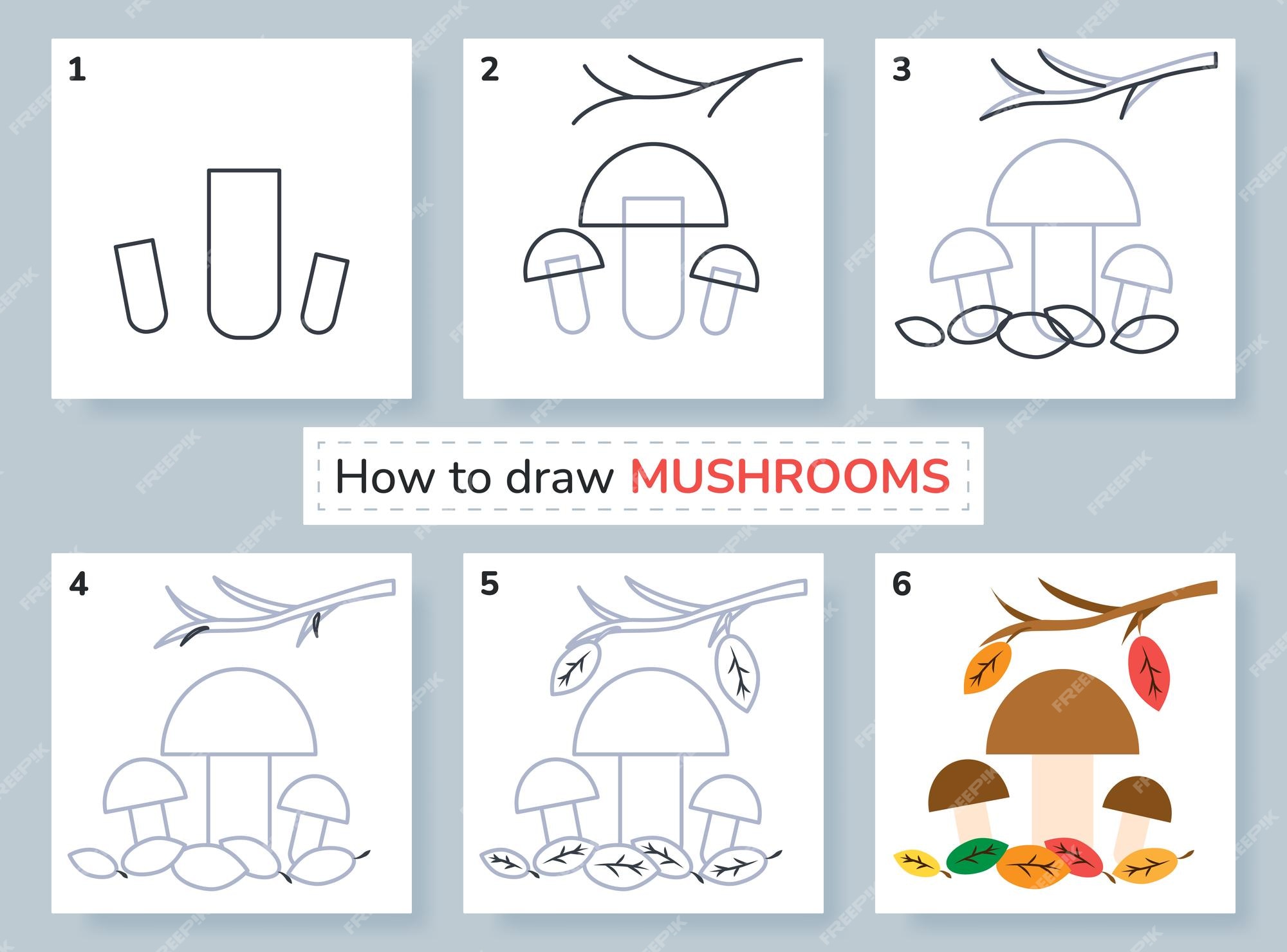 How to Draw a Mushroom  Easy Step by Step Tutorial - Art by Ro