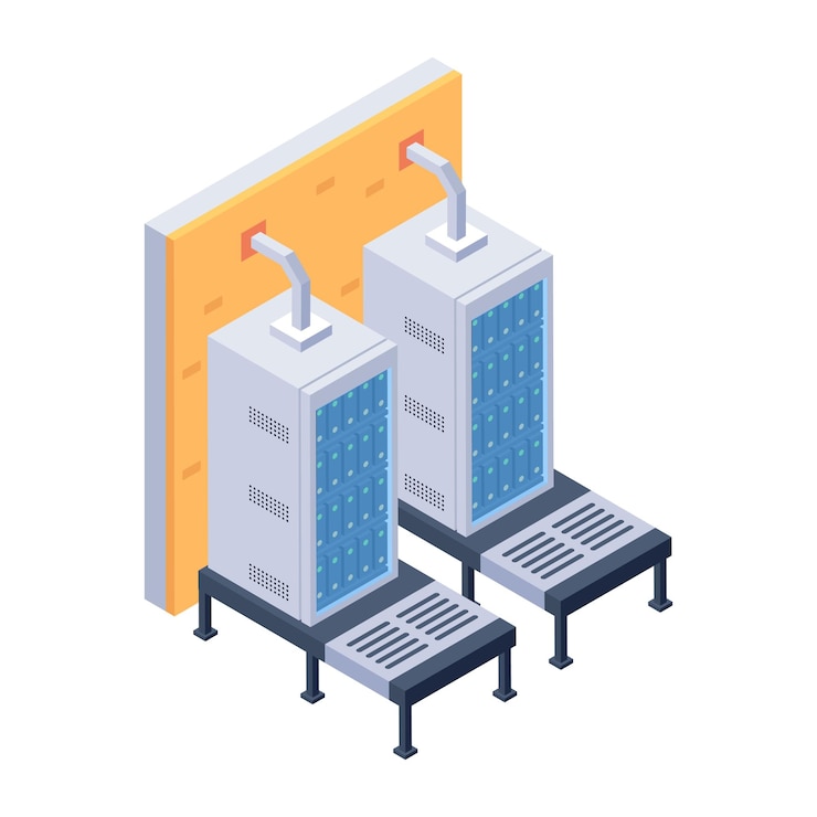 Vector a drawing of two industrial buildings with one that says quot the word quot on it