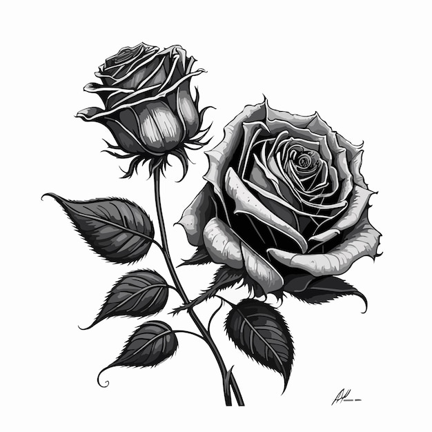 Un disegno di due rose con sopra la lettera k.