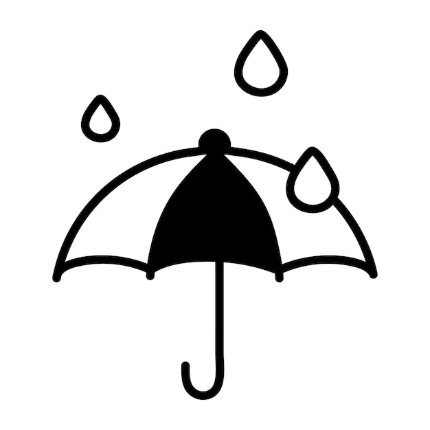 A drawing of an umbrella with a rain drop on it