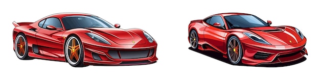 Vettore disegno di una vivace auto sportiva rossa disegnata su uno sfondo bianco pulito