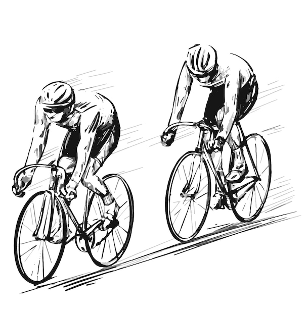 Drawing the vintage bicycle racing