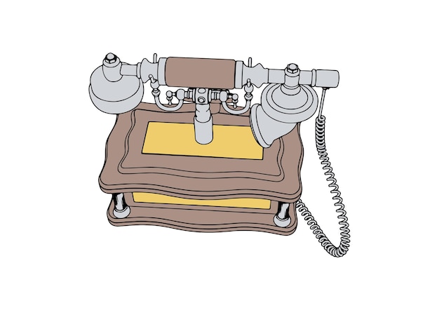 Vector drawing vintage phone vector