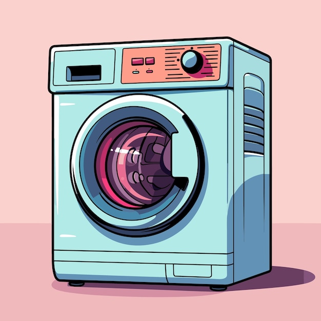 Vector a drawing of a washing machine with a pink background.