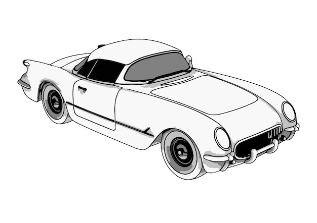 A drawing of a white car with the license plate removed.