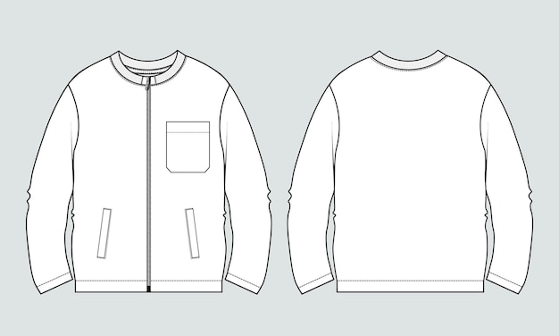 Vector a drawing of a white jacket with a pocket on the front.
