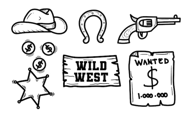a drawing of a wild west sign with a dollar sign on it